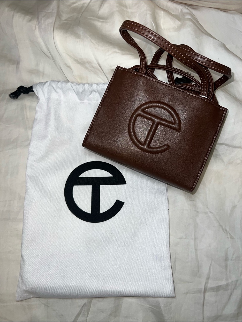 Telfar Mini Brown Leather Crossbody Tote